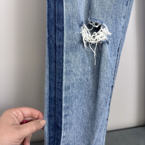 Pistola Charlie High Rise Straight Leg Jeans Size 25 Raw Hem Tonal Tuxedo Stripe - Picture 4 of 12